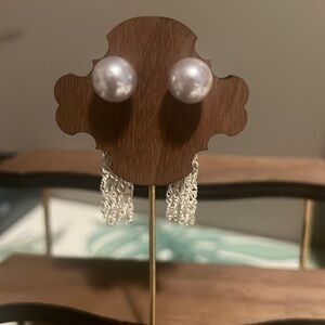 Glistening Vintage Gray Pearl Tassel Earrings